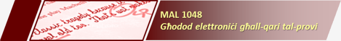 MAL1048 Għodod elettroniċi għall-qari tal-provi